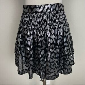 Trina Turk Black Silver Animal Print Silk Blend Mini Skirt 4